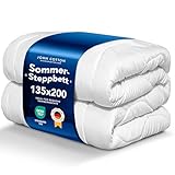 John Cotton New Way Bettdecke 135x200 - Leichte Steppdecke für Sommer | Super Weiche & Atmungsaktive Allergiker Sommerdecke | Oeko-Test Zertifiziert Decke | Sommerbettdecken | Dünne Decken | Weiß