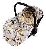BabyLux Fußsack 90cm für Babyschale, Kinderwagen & Buggy, Minky, ideal für Frühling, Sommer Herbst &, warm & weich Kinderfußsack (149. Beige + Dschungel)