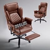 Bestier Bürostuhl Chefsessel mit Fußstütze, Office Chair Ergonomischer Drehstuhl mit Verstellbarer Rückenlehne, Gaming & Office Stuhl, Stoff (Braun)