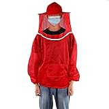 MINGMIN-DZ Dauerhaft Bienenzucht Anzug Berufs Bienenzucht Schutzjacke Beekeeper Schleier Anzug Smock Hüte Imker die Bienenzucht Werkzeuge (Color : Red)