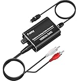 Fokky DA Wandler, 192kHz DAC Konverter Digital Analog Wandler, 1 m Cinch-Kabel für linken und rechten Kanal + Glasfaserkabel Digital to Analog Audio Converter für HDTV DVD Blu-ray Sky Spielekonsole