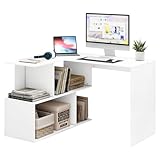 WOLTU Schreibtisch L Form, Eckschreibtisch mit Stauraum, 120x100cm, Bürotisch, Computertisch mit Ablagefächern, PC Tisch, Winkelschreibtisch, Arbeitstisch für Büro Arbeitszimmer, Weiß