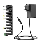 HKY DC 15V 2A 1,5A 1A 0,5A Universal Netzteil Ladegerät mit 10 Stück Adapters für Echo Amazon Fire TV Yamaha Bluetooth Lautsprecher, für Philips Wake-up Light HF3505 HF3500 HF3500/01 HF3500/60 Wecker