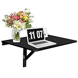 COSTWAY Wandmontierter Klapptisch, 80 x 60 cm, klappbarer Wandtisch, platzsparender Küchentisch Wandklapptisch für Küche Esszimmer Arbeitszimmer (Schwarz)
