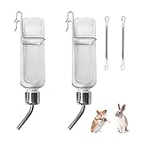 Gobesty Trinkflasche Kaninchen mit Halterung, 2 Stück Kaninchen Wasser Flaschen, 350ml Hasen Trinkflasche, Hängende Haustiere Wasserflaschen für Kaninchen Meerschweinchen Hamster Chinchillas