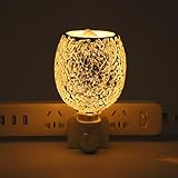 Elektrische Duftlampe Glas Stecker-elektrischer Wachswärmer, Wärme Aromalampe Duftwachs, Duftlampe Steckdose, für Wohnzimmer/Büro/Schlafzimmer/Yoga (8×7cm, Weiß, Warmlicht)