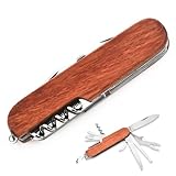 NHPY aus Holz taschenmesser taschenmesser klein mini taschenmesser Schweizer Messer Schweizer taschenmesser Mini Multifunktionales Outdoormesser (11 Funktionen)