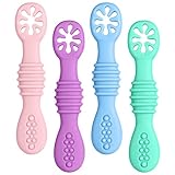 Vicloon Baby Lernlöffel Silikon,4 Stück Starter Breilöffel Set, BPA Frei,Fütterlöffel und Zahnungshilfe für Baby & Kleinkind Säugling Kinder ab 4 Monate