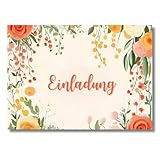 HIDEBLOOM Einladungskarten Blumen I 12 Stück I DIN A6 (10,5 cm x 14,8 cm) I Geburtstag Babyparty Hochzeit Standesamt I Konfirmation Jugendweihe Taufe Kommunion I Einladungen ohne Text auf Rückseite