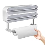 Küchenrollenhalter, 3 in 1 Frischhaltefolienspender Magnetisch Küchenrollenhalterung Wandrollenhalter Küche Frischhaltefolie Folienschneider Küchenrollenhalter Alufolienspender Ohne Bohren