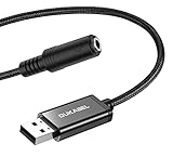 DuKabel USB Externe Soundkarte USB auf 3.5mm Klinkenbuchse (4 pole CTIA) Stereo Audio Adapter Kabel External Sound Card für Headset, Lautsprecher oder 4 Pole TRRS Mikrofon - Schwarz