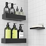 Diwoker Duschablage Ohne Bohren - Duschregal Badezimmer Organizer Shampoo Halterung für Dusche (Schwarz - 3 Rechtecke)