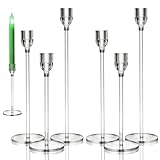 Glaskerzenhalter - Glaskerzenhalter -Set von 6 | Klare hexagonale Taper Candlestick -Halter, Dicke Kerzenstangen für Tischzentrum, Hochzeit, Party, Festival und Wohnkultur (passt zu Standard Taper