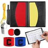 Schiedsrichter Set, Schiedsrichter Karten Fußball mit PVC Rote Gelbe Karte, Schiedsrichter Pfeife, Tasche Punktebuch, 2 Kapitänsbinde und Picketmünze, Schiri Set für Fußballspiel Schulsport Sport