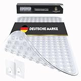 BAMONDO Badewannenmatte rutschfest & hautsensitiv (transparent) - 88x39 cm - maschinenwaschbar | schimmelfrei | BPA frei - Antirutschmatte für Badewanne mit Saugnäpfe
