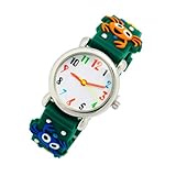 HEMOTON Kinderuhr Jungen Cartoon Krabben Muster Digitaluhr Leicht Verstellbar Modisch Kreatives Design Grün für Lernuhr