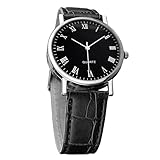 Uhren für Herren, Lederuhren, modische Lederarmbanduhr, lässige Herren-Armbanduhr, klassische Herren-Armbanduhr, stilvolle Armbanduhr, Business-Uhr für Herren, Schwarzes Zifferblatt, Refer to