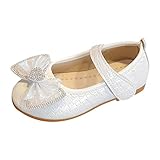 OBiQuzz Mode Kinder Sandalen Mädchen Freizeitschuhe Flacher Leichte Strass Perle Schleife Feste Hakenschlaufe Kindersandale 24 (White, 28 Toddler)