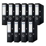 DONAU Premium Ordner Breit 10er Pack/DIN A4 / 7,5 cm / 10 Stück/Schwarz/Kunststoffbezug PP/Carton Papier Schlitzordner Büroordner Aktenordner Ringordner/Grünen Punkt