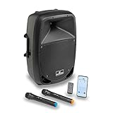 Soundsation GO-Sound 15AIR 2-Wege-Akku-Lautsprecher mit MP3-Bluetooth, 2 VHF-Mikrofonen und App-Steuerung, 800 W