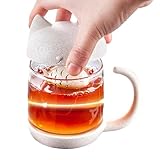 Genérico Teetasse mit Teesieb - Niedliche Cartoon-Kaffeetasse | Kalt- und Kaltgetränke, Glasbecher mit Fischteesieb, Cartoon-Teetasse für Tee, Saft, Milch, Kaffee