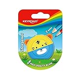 Keyroad Ergonomischer Doppel-Anspitzer Speedy Snail/ 1 Stück/Kunststoff/Klingen aus Stahl/von Bleistiften und Buntstiften/Blister - Mischfarben/Für Kindergarten Vorschule und Schule, KR971893