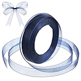 45m Chiffonband Organzaband Dunkelblau 15mm Breit Chiffo Geschenkband Blau Schleifenband Hochzeit Tüll Stoff Chiffon Band Geschenkverpackung Deko Organza Bänder für Weihnachten Hochzeit Geburtstag