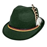 Trachtenhut Damen Herren Unisex Oktoberfest Hut Traditioneller Hut Filzhut für Bierfest Jägerhut Kopfbedeckung Mütze Volksfest Oktoberfest Halloween MottopartyKarneval (Green, One Size)