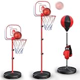 Hot Bee Kinder Basketballkorb Boxsack für Kinder Basketballkorb Outdoor Indoor Verstellbare Korbhöhe Basketball Korb Boxsack Stehend Kinder Spielzeug Geschenke Geschenke für Jungen 5-10 Jahre