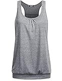 UNibelle Tank Top Damen Yoga Tolle Shirts Sport Racerback Lauf Tanktop Ärmellos Oberteil Basic-Top, Hellgrau, XL