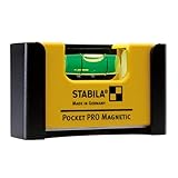 STABILA Mini-Wasserwaage Pocket PRO Magnetic mit Gürtel-Clip, 7 cm, starker Seltenerd-Magnet, 1 Horizontal-Libelle, Made in Germany