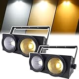ASnwpaK 200W Zweifarbiger COB Flutlichtstrahler, Doppelaugen-FüLllicht (Kaltweiß + Warmes Licht), Sprach-/DMX-Steuerung, Rundum-WäRmeableitung, FüR BüHne, Hochzeit, Musikdarbietung, Party,2PCS