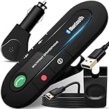 Retoo Freisprecheinrichtung Kfz Auto Bluetooth mit Lautstärkeregler und Musik hören, Freisprechanlage mit Akku bis zu 16 Stunden Kompatibel mit iPhone, Samsung, Schwarz
