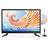 DESOBRY 22 Zoll Kleiner Fernseher 1080P Integriertem DVD-Player, Mini TV Integriertem DVB-T2-Tuner, mit Antenne, HDMI/USB/AV-Eingang – 12V TV-DVD-Kombination für Wohnmobile, Küchen und kleine Räume