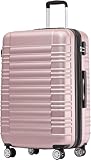 BEIBYE 2088 Zwillingsrollen Reisekoffer Koffer Trolleys Hartschale M-L-XL-Set in 15 Farben, Erweiterbar (Rosagold, L)