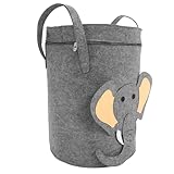 VICASKY Großer Faltbarer Filz aufbewahrungskorb mit Deckel Multifunktionaler Wäsche Spielzeugkorb für Kinderzimmer Robustes Material Staubdicht Elefanten design Platzsparend und Langlebig