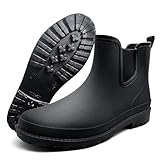 Rouhuhura Gummistiefel Herren, Regenstiefel Herren Stiefel Wasserdicht Regenschuhe Anti-Rutsch Regenstiefel Halbhohe Gartenstiefel Gummistiefel kurz (EU 42)