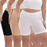 INNERSY Kurze Radlerhose Damen Große Größen Hose unter Rock Langes Bein Leggings Sommer Mehrpack 3 (48-50, Schwarz/Weiß/Beige)
