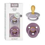 BIBS Colour Symmetrical Schnuller 2er Pack, BPA-frei Dummy-Schnuller, Symmetrischer Nippel. Naturkautschuk/Latex, Hergestellt in Dänemark. 6-18 Monate (2er Pack), Fossil Grey/Mauve