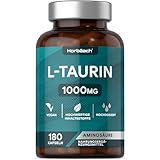 Taurin Kapseln 1000mg pro Tag | 180 Aminosäure Stück | für 3 Monate | L-Taurine Amino Acid Capsules | Alternative zu Pulver oder Tabletten | Hochdosiert | von Horbaach