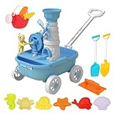 Reisensandspielzeug, Kids Beach Toys,Strandspielzeug für Kinder 14 Stücke - Trolley -Wagen, Eimer, Bewässerung können Rakes, Meeresformen, Wasserrad für Kleinkindaktivitäten im Freien schaufeln