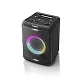 Panasonic SC-BMAX5E-K Tragbarer Party-Lautsprecher mit Bluetooth, integrierter Beleuchtung, 75 W, USB, optischem Eingang für TV, Gitarren- und Mikrofoneingängen für Karaoke, Schwarz