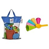 Simba 107114090 - Sandspielset, Eimergarnitur, Sandkasten, 22 Teile, 50x26,5cm, Es Wird nur EIN Artikel geliefert & Sandformen EIS, 5 Waffeln, 1 Portionierer, Sandspielzeug, 15cm, Geschenkset
