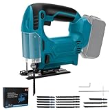 Akku Stichsäge, Akku-Pendelhubstichsäge 21V Mit 10 Sägeblättern (5 * 2.05in & 5 * 2.95in) Schneller Blattwechsel für Holz, PVC, Sperrholz und Metall (ohne Akku)