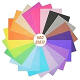 VGOODALL 400 Blatt Transparentpapier Bunt, 20 Farben Seidenpapier, Tissue Paper DIN A4, 16 g/qm Glanzpapier zum Basteln, Bastelpapier für Geburtstag Hochzeit Weihnachten Dekoration Verpackung