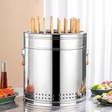 Rauchfreier Grill zum Aufhängen, große Kapazität, tragbar, 360 ° Rundum-Bräter, mit 30 Spießen, Edelstahl-Holzkohlegrill-Herd, Holzkohle, geschmortes Grillfass