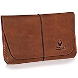 DONBOLSO Reiseorganizer Dresden Leder Extra Groß, Jagdscheinetui, EU Heimtierausweis Impfpass Hülle, DIN A6 Etui für Waffenschein Mappe Braun