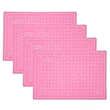 4 Stück A5 rosa PVC-Schneidematte, selbstheilend, Bastelpapier, Schnitzen, Gravieren, Maßstabstafel, Modell-Schnittunterlage zum Schreiben, Malen, Basteln und Bürogebrauch, 22 x