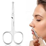Nasenhaarschere,Edelstahl Bartschere Nasenhaar Schere, Schnurrbartschere mit Abgerundeten Spitzen,Rostfreie Professionelle Nasenschere,Profi Bartschere von Barthaaren,Ohrhaaren und Nasenhaaren