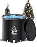 Ezcasch Outdoor Eisbaden Aufblasbare Badewanne (∅75x75cm L) Faltbare Badewanne Erwachsene Eisbaden Portable Eistonne Tragbare Badewanne mit Deckel für Athleten, Schwarz